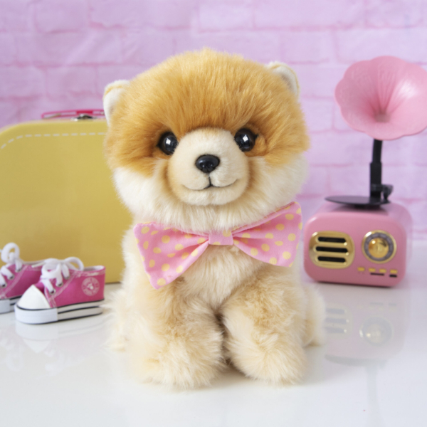 Pluche knuffelhond Pomeriaan 23 cm met strik