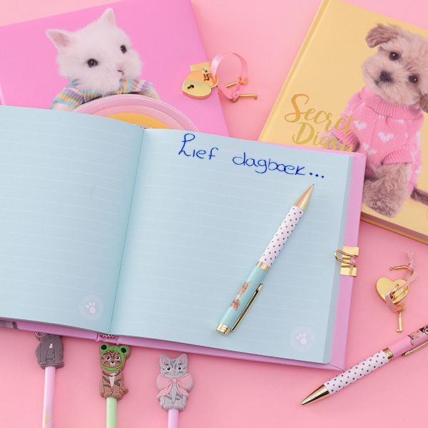 Dagboek met slotje Britse langhaar kitten blauw