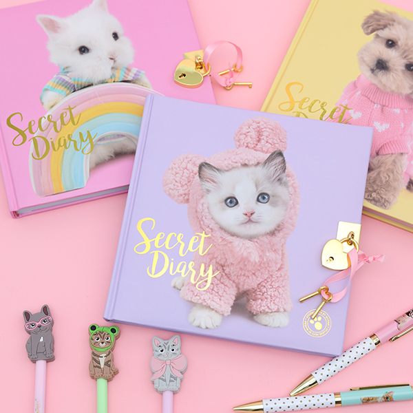 Studio Pets dagboeken voor kinderen met slotje en afbeelding ragdoll kitten, puppy en dwergkonijn
