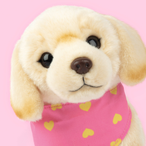 studio-pets-pluche-knuffel-hond-blonde-labrador-close-up-happy-23cm close up pluche knuffelhond labarador
