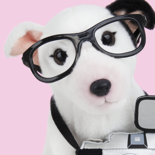 studio-pets-pluche-knuffel-hond-bull-terriër-close-up-charlie-23cm studio pets knuffelhond bull terrier met camera 23 cm close up