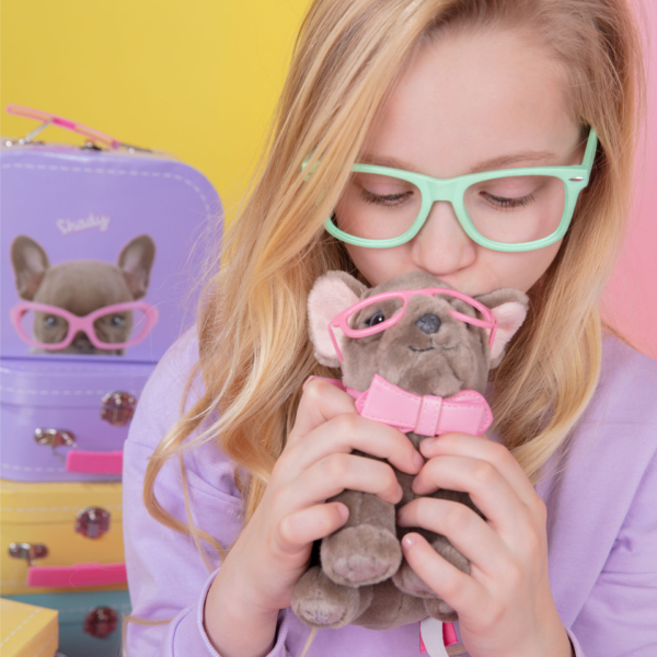 speelgoed pluche knuffelhond franse bulldog mte bril 16 cm