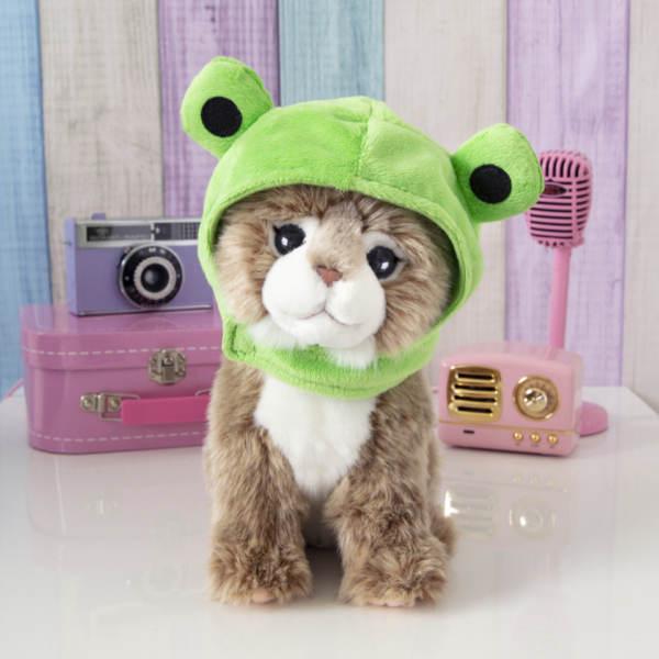 pluche knuffel kat main coon met mutsje