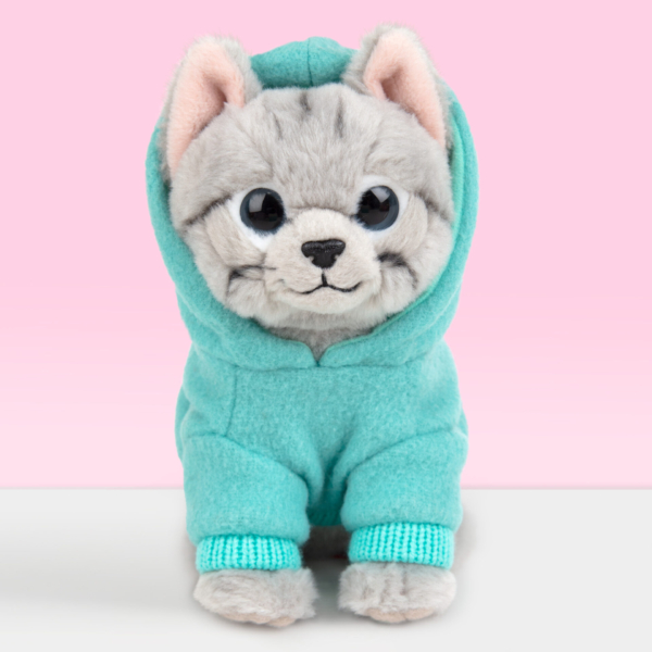 studio-pets-pluche-knuffel-kat-tabby-16cm Pluche knuffelkat britse korthaar 16 cm met hoodie