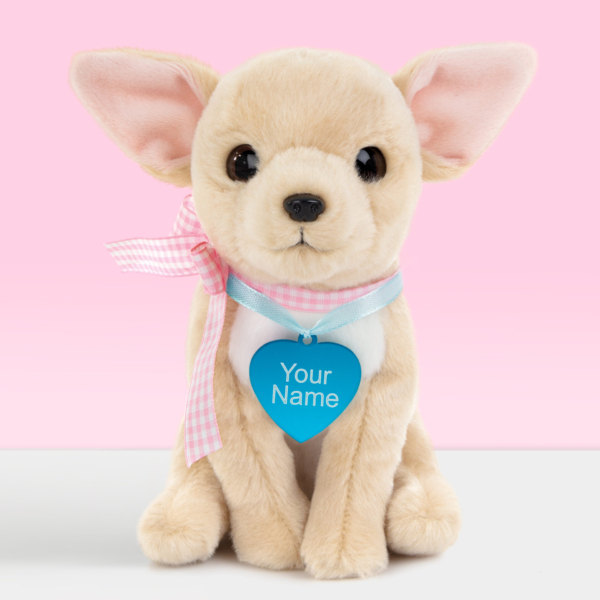 Studio Pets Pluche knuffelhond Chihuahua blauwe naamtag