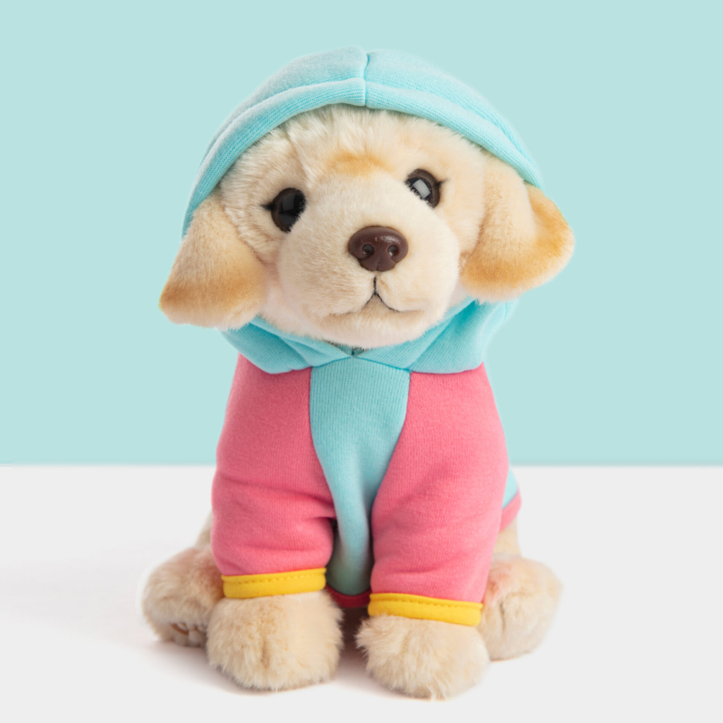 studio-pets-pluche-knuffel-outfit-hoodie-voor-knuffel-blauw-en-roze blauw met roze hoodie voor pluche knuffel