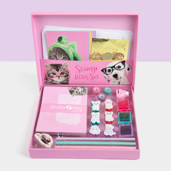 Studio Pets stempel set met briefpapier en stickers katten en honden