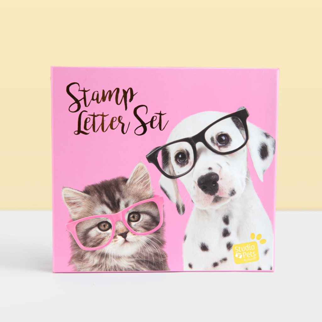 Studio Pets stempelset met briefpapier en stickers katten en honden