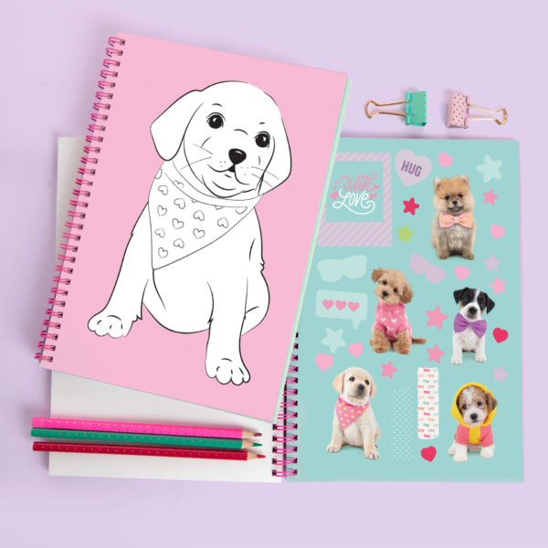 Studio Pets kleurboek met stickers puppies A5