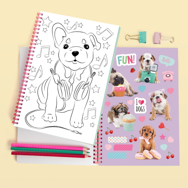 Studio Pets kleurboek met stickers puppies A5