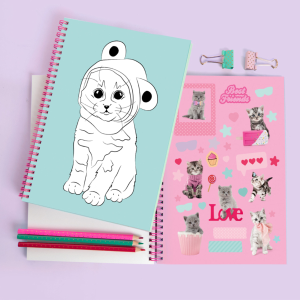 Studio Pets hobby kleurboek met stickers kittens A5