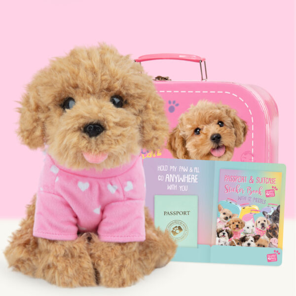 studio-pets-toy-poedel-cookie-hond-pluche-knuffel-23cm-met-koffer-sickeboek-paspoort-set